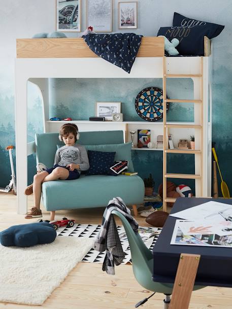 Banquette convertible 1 place vert d'eau+vieux rose - vertbaudet enfant 