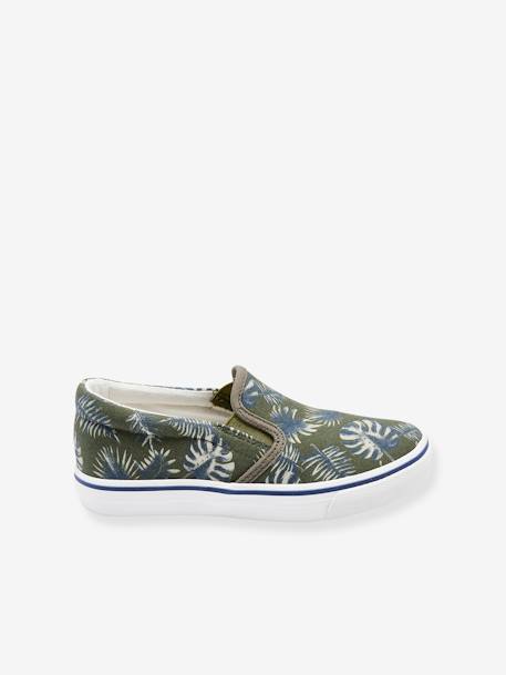 Baskets slip-on garçon kaki imprimé tropical - vertbaudet enfant 