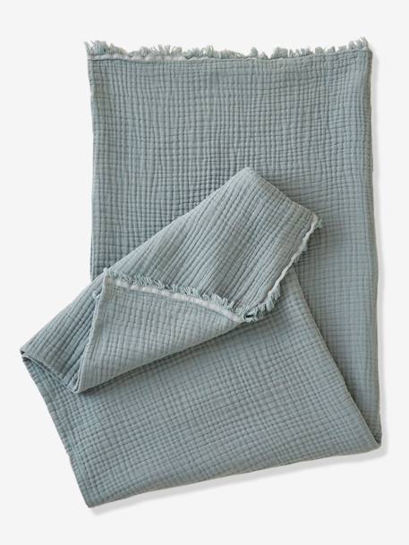 Plaid en gaze de coton bio bleu vert+caramel+rose+taupe - vertbaudet enfant 