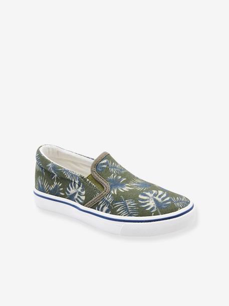 Baskets slip-on garçon kaki imprimé tropical - vertbaudet enfant 