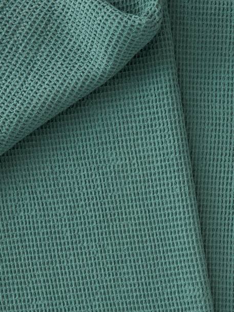 Couvre-lit nid d'abeille gaufrette bleu vert+terracotta - vertbaudet enfant 