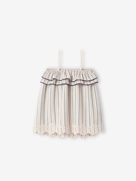 Robe brodée bébé à bretelles beige clair rayé - vertbaudet enfant 