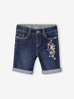 Bermuda jeans voor meisjes met geborduurde bloemen  - vertbaudet enfant