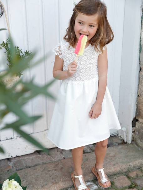 Fille-Robe-Robe cérémonie fille effet 2 en 1 haut en macramé 