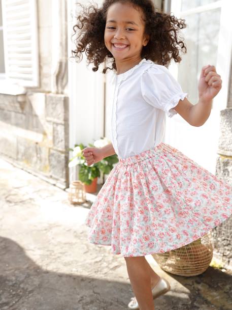Jupe de cérémonie à fleurs fille ivoire imprimé - vertbaudet enfant 