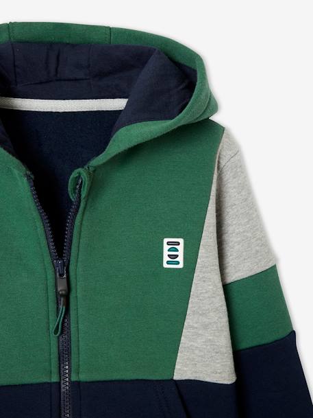 Colourblock sportsweater met rits voor jongens groen - vertbaudet enfant 