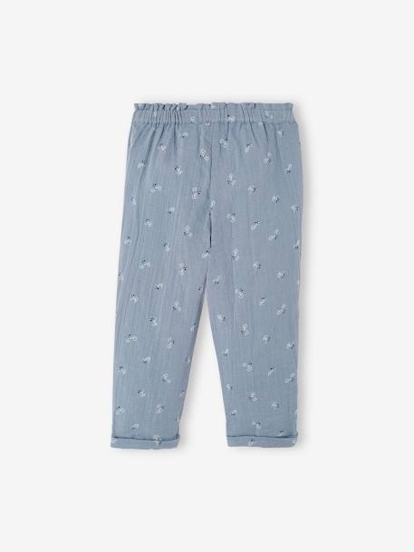 Pantacourt fille en gaze de coton anthracite+bleu - vertbaudet enfant 