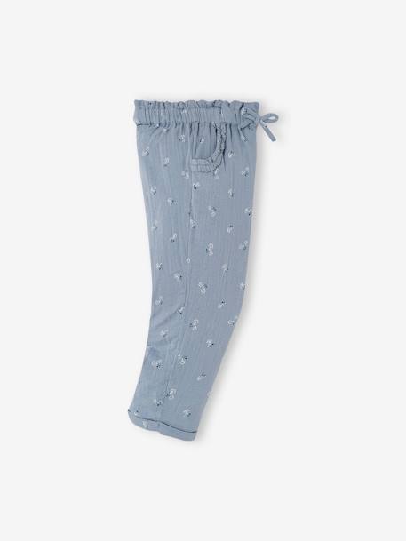 Pantacourt fille en gaze de coton anthracite+bleu - vertbaudet enfant 