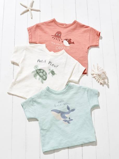 'Zeedieren' baby T-shirt met korte mouwen beige - vertbaudet enfant 