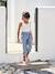 Pantacourt fille en gaze de coton anthracite+bleu - vertbaudet enfant 