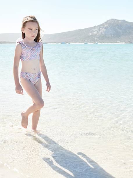 Maillot de bain 2 pièces sirène fille ivoire imprimé - vertbaudet enfant 