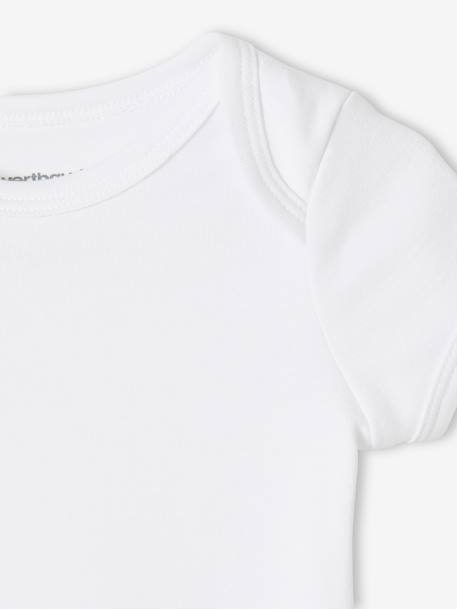 Lot de 5 bodies en interlock bébé manches courtes ouverture US BASICS lot blanc - vertbaudet enfant 