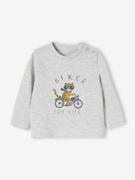 Decoratief T-shirt babyjongen ecru+grijs gechineerd+grijsblauw+vanille - vertbaudet enfant 