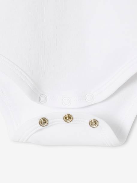 Lot de 5 bodies en interlock bébé manches courtes ouverture US BASICS lot blanc - vertbaudet enfant 