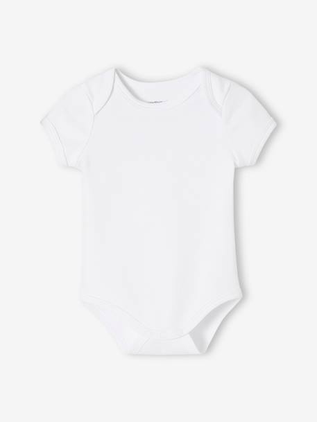 Lot de 5 bodies en interlock bébé manches courtes ouverture US BASICS lot blanc - vertbaudet enfant 