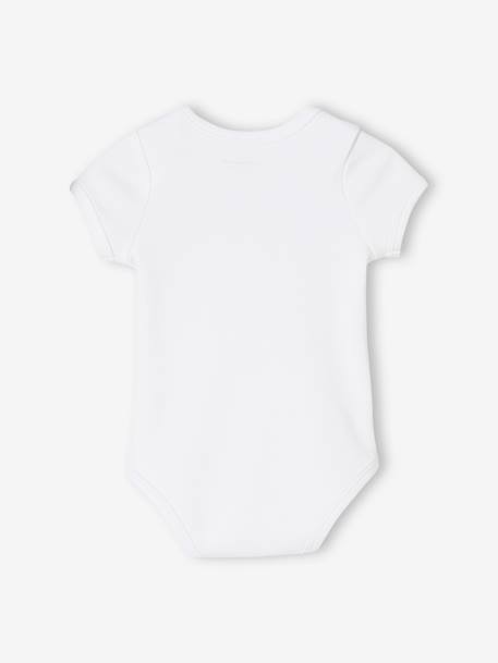 Lot de 5 bodies en interlock bébé manches courtes ouverture US BASICS lot blanc - vertbaudet enfant 