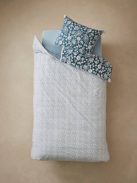 Parure housse de couette + taie d'oreiller enfant CARAVANE marine / écru - vertbaudet enfant 