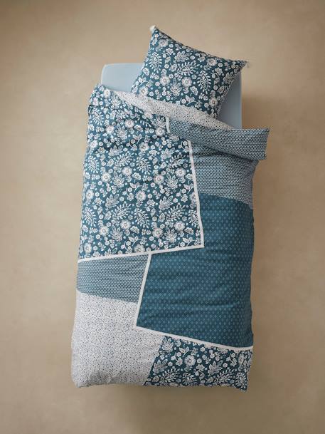 Parure housse de couette + taie d'oreiller enfant CARAVANE marine / écru - vertbaudet enfant 