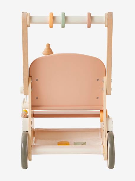 Chariot de marche poussette en bois FSC® rose+vert - vertbaudet enfant 