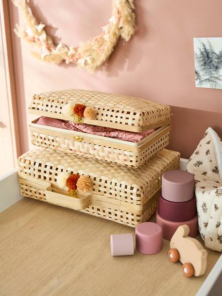 Lot de 2 valisettes en bambou beige - vertbaudet enfant 