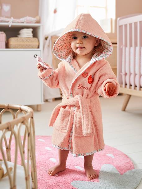 Personaliseerbare babybadjas JARDIN DES ABEILLES roze - vertbaudet enfant 