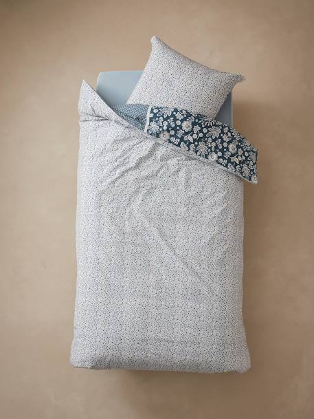 Parure housse de couette + taie d'oreiller enfant CARAVANE marine / écru - vertbaudet enfant 