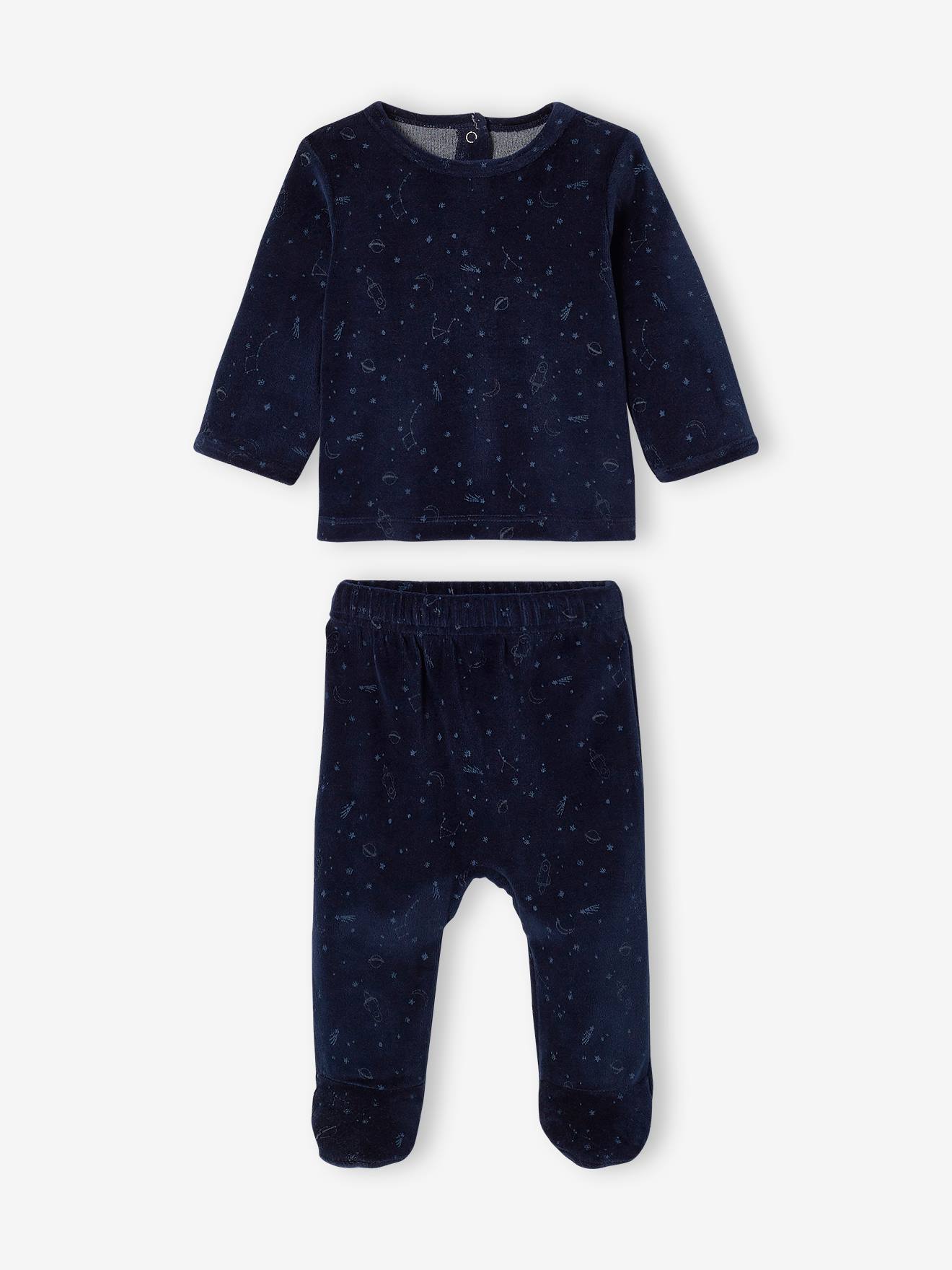 VERTBAUDET - Lot De 2 Pyjamas Bébé Garçon En Velours Doux - Motifs Animaux - 75% Coton, 25% Polyester Recyclé - 2