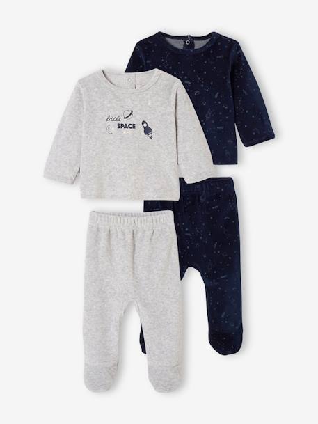 Bébé-Lot de 2 pyjamas bébé garçon velours motifs planètes phosphorescents