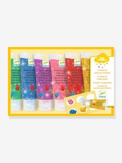 Jouet-Activités artistiques-6 Tubes de Peinture à doigts paillettes -