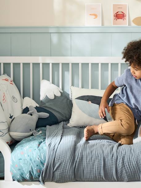 Plaid en gaze de coton bio bleu vert+caramel+rose+taupe - vertbaudet enfant 