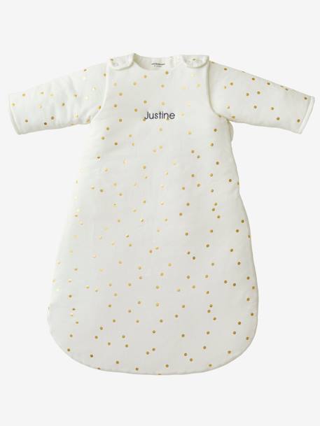 GREEN FOREST Oeko-Tex® slaapzak met afritsbare mouwen, aanpasbaar goudkleurige/ecru stippen+groen - vertbaudet enfant 