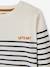 Tee-shirt marinière garçon détail flocage velours encre rayé+ivoire rayé+kaki - vertbaudet enfant 
