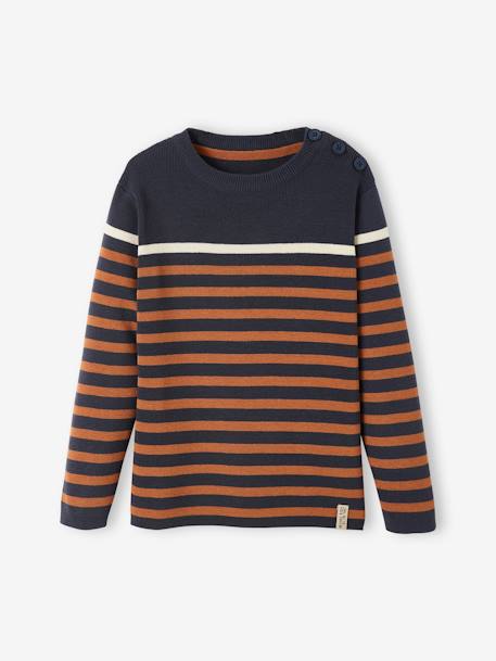Pull marin garçon écru+MARINE RAYE OCRE+Sauge rayé marine et ivoire+vert - vertbaudet enfant 