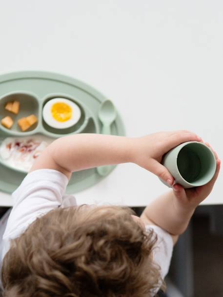 Gobelet d'apprentissage avec paille Mini Cup en silicone rose+vert sauge - vertbaudet enfant 