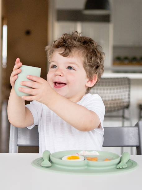 Gobelet d'apprentissage avec paille Mini Cup en silicone rose+vert sauge - vertbaudet enfant 