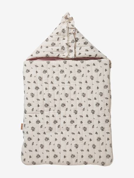 Engelennest KLEINE DINO van hydrofiel doek beige, bedrukt+grijsblauw+ijsblauw+print grenier+vanille+wit - vertbaudet enfant 
