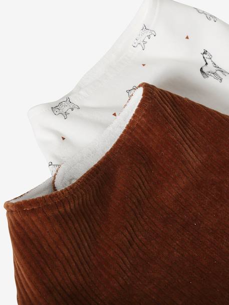 Lot de 2 bavoirs bandanas Petit Nomade lot caramel ivoire imprimé - vertbaudet enfant 