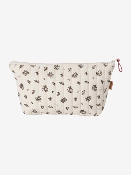 Toilettas voor kind in katoengaas beige, bedrukt+grijsblauw+print bloemen zolder - vertbaudet enfant 