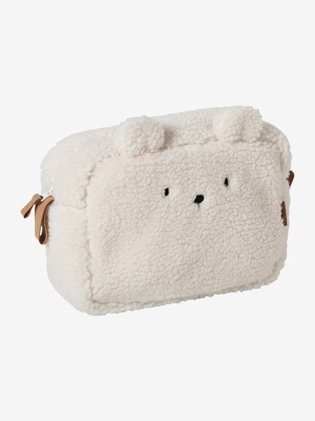 Trousse de toilette en sherpa Ourson PETIT NOMADE ivoire - vertbaudet enfant 