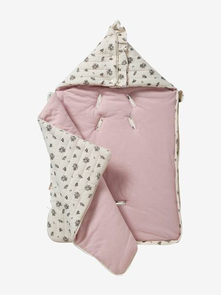 Engelennest KLEINE DINO van hydrofiel doek beige, bedrukt+grijsblauw+ijsblauw+print grenier+vanille+wit - vertbaudet enfant 