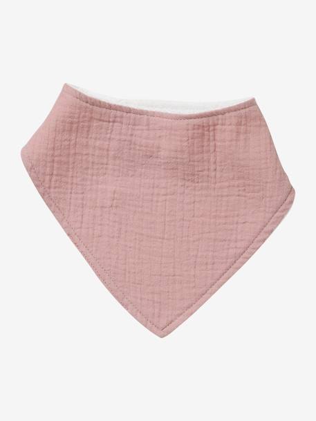 Lot 3 bavoirs bandanas en gaze de coton / éponge noisette+rose grenier - vertbaudet enfant 
