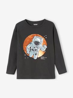 T-shirt voor jongens met astronautenthema en dubbelzijdige lovertjes  - vertbaudet enfant