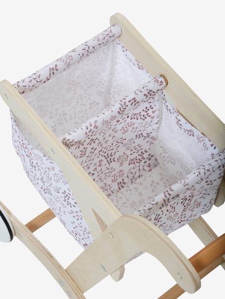 Chariot de courses en tissu et bois FSC® BEIGE MOYEN UNI AVEC DECOR - vertbaudet enfant 