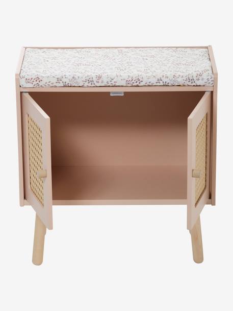 Luiertafel met riet en FSC¨-hout POƒSIE roze - vertbaudet enfant 