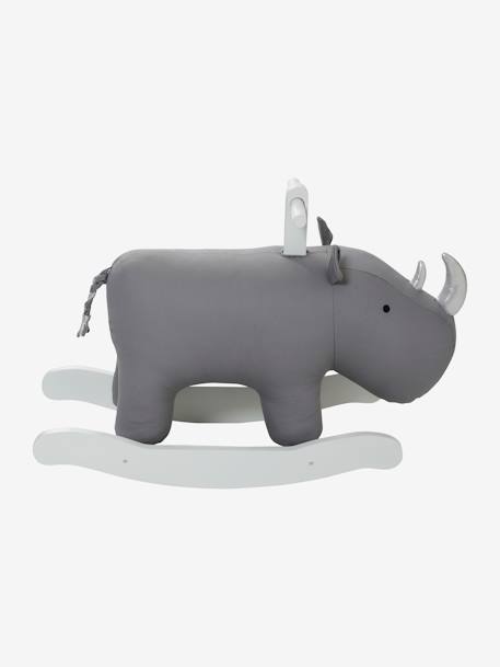Rhinocéros à bascule FSC® GRIS CLAIR UNI AVEC DECOR - vertbaudet enfant 