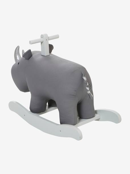 Rhinocéros à bascule FSC® GRIS CLAIR UNI AVEC DECOR - vertbaudet enfant 