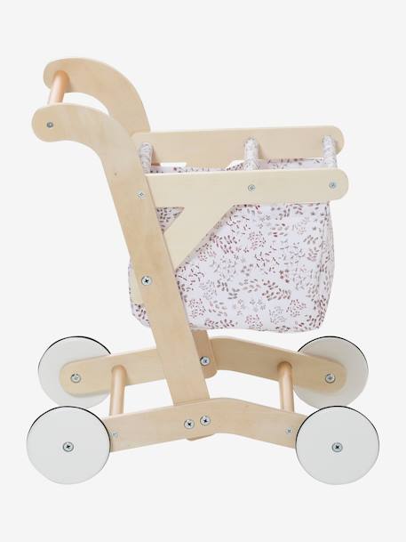 Chariot de courses en tissu et bois FSC® BEIGE MOYEN UNI AVEC DECOR - vertbaudet enfant 