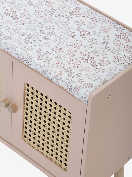 Luiertafel met riet en FSC¨-hout POƒSIE roze - vertbaudet enfant 