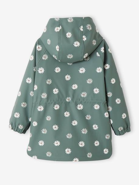 Ciré fille à capuche motifs magiques bleu ciel+blush+sauge imprimé - vertbaudet enfant 