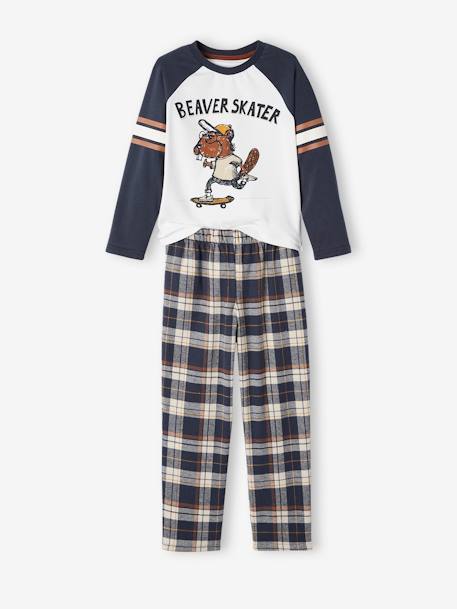 Pyjama castor garçon avec bas en flanelle BLEU FONCE - vertbaudet enfant 